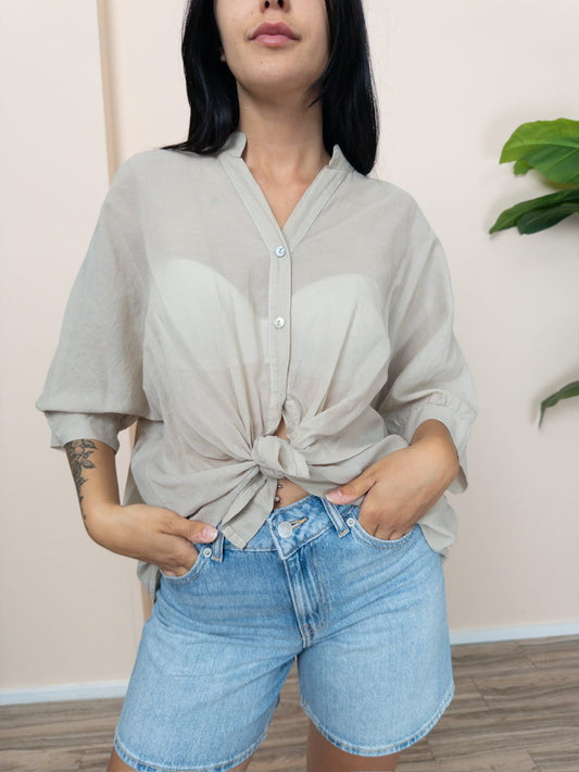 Camicia in mussola - BEIGE