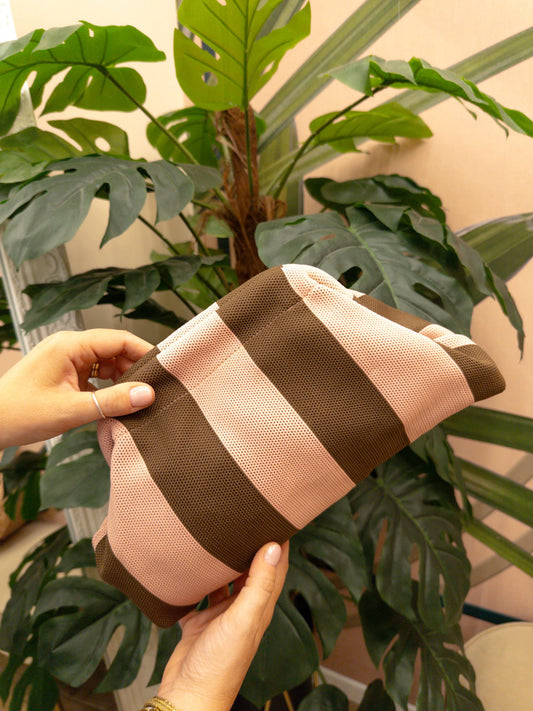 Pochette in tessuto a righe - ROSA