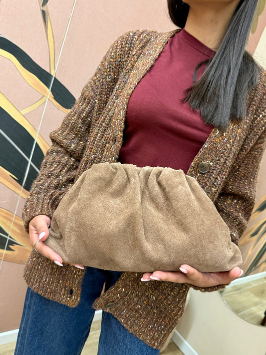 pochette in camoscio misura large - SABBIA