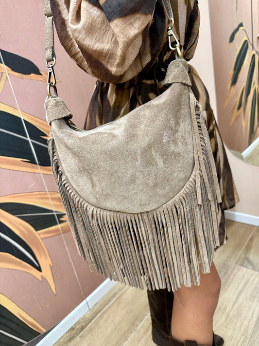 Borsa tracolla con frange - TORTORA