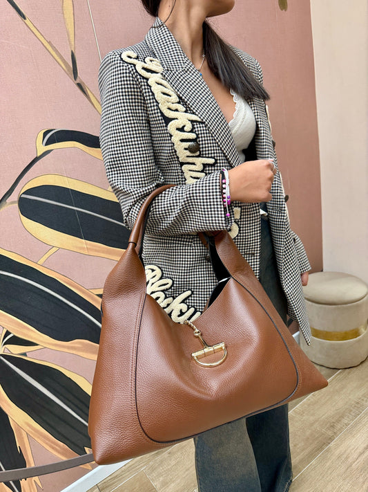 borsa maxi in vera pelle - CUOIO