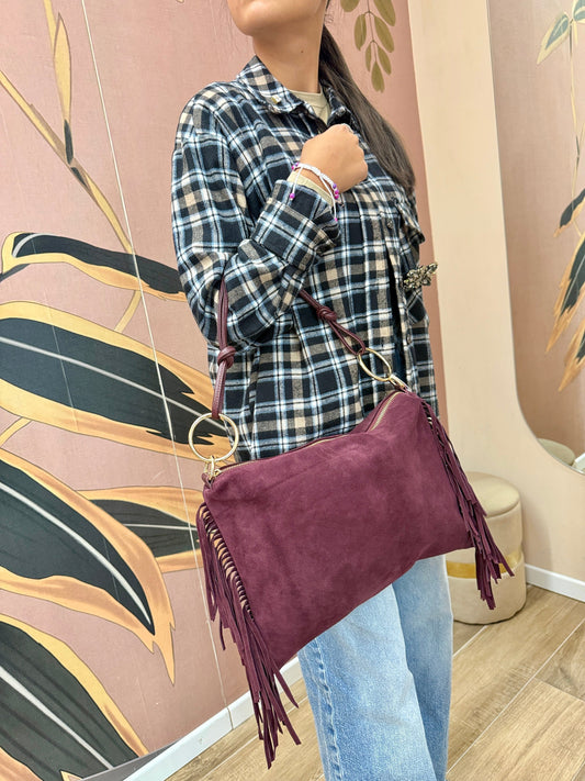 Pochette piatta con frange - VINO