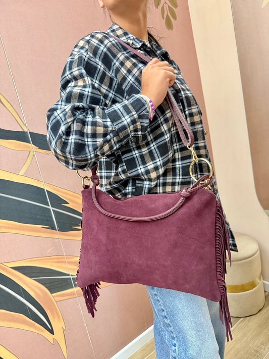 Pochette piatta con frange - VINO