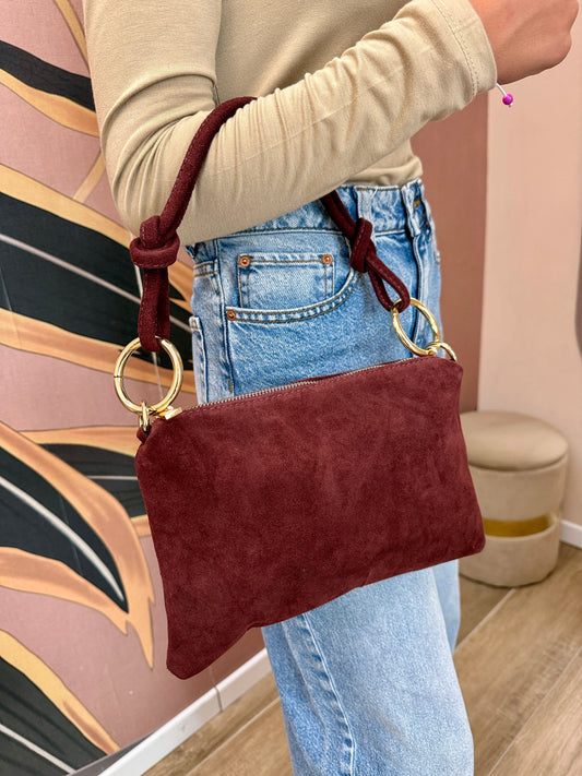 Pochette mini in camoscio - VINO