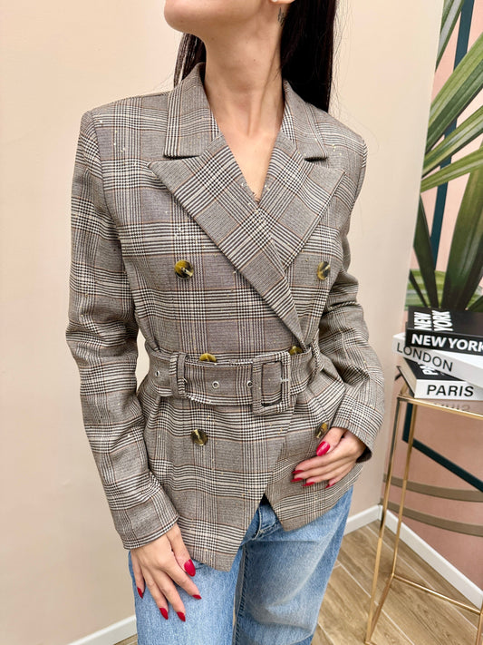 Giacca con cintura - BEIGE