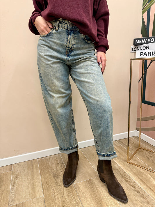 Jeans sabbiato mom fit - SABBIA