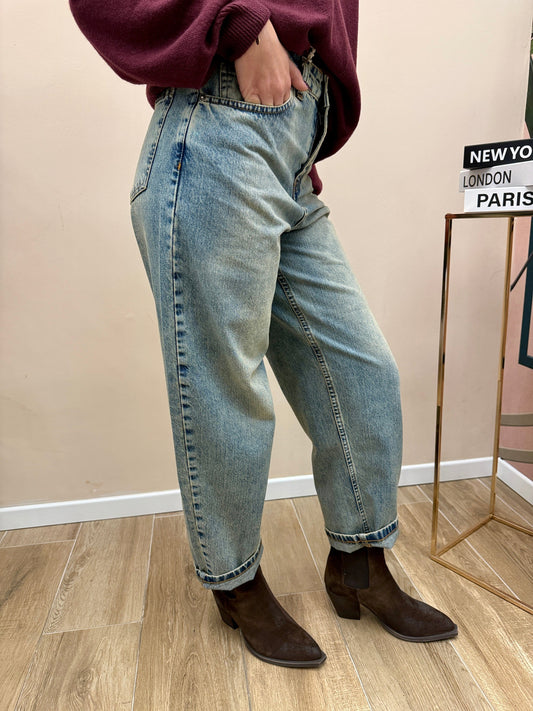 Jeans sabbiato mom fit - SABBIA