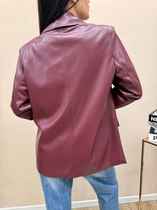 Giacca ecopelle con tasca - VINO
