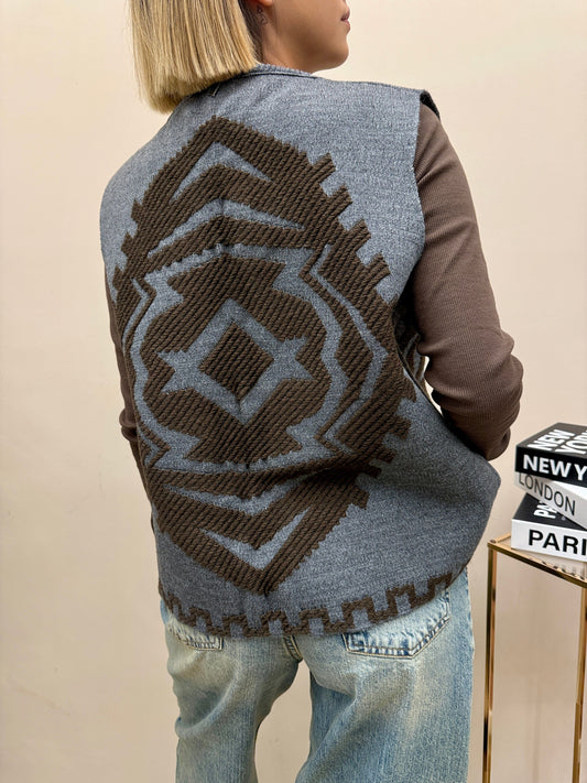 Gilet fantasia in maglia - GRIGIO