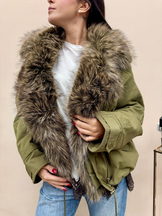 Parka corto con pelliccia - MILITARE