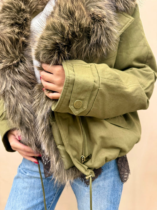 Parka corto con pelliccia - MILITARE