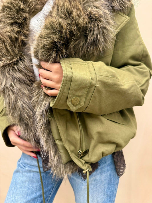Parka corto con pelliccia - MILITARE