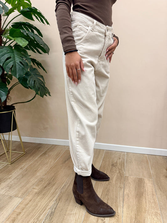 Pantalone ovetto velluto - PANNA