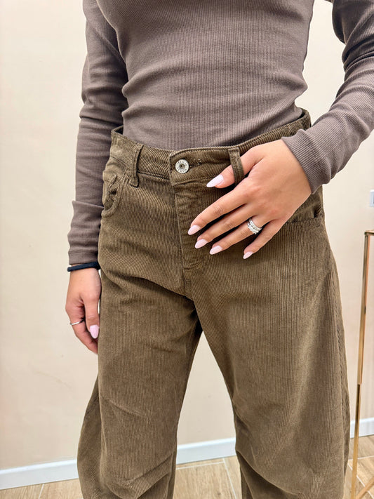 Pantalone velluto millerighe - MORO