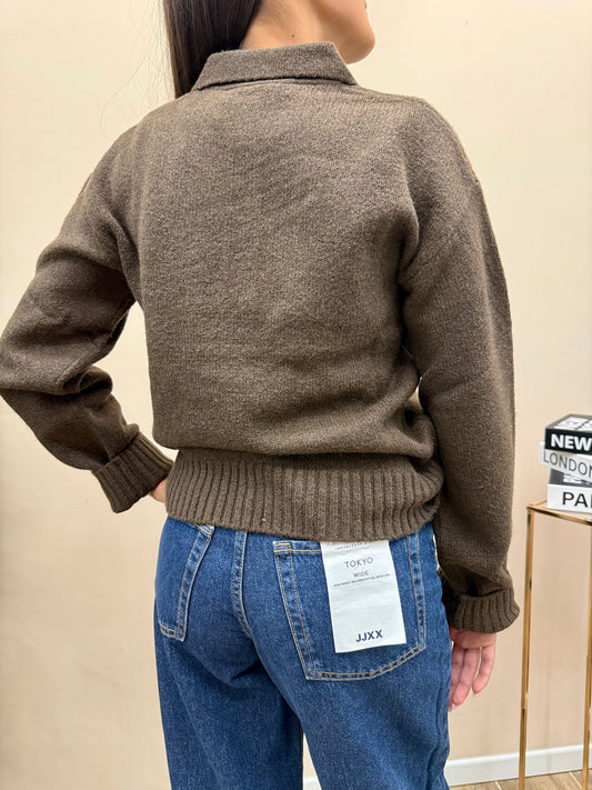 Pull polo knit - CIOCCOLATO