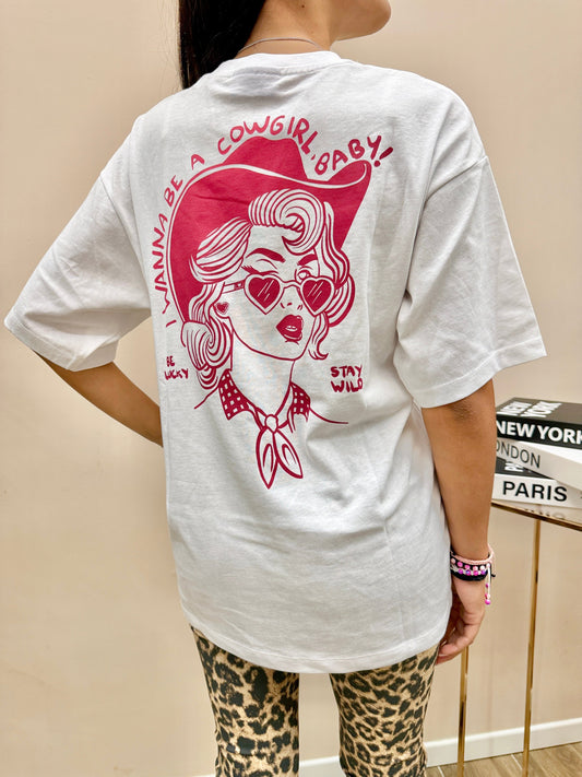 t-shirt over stampa - BIANCO