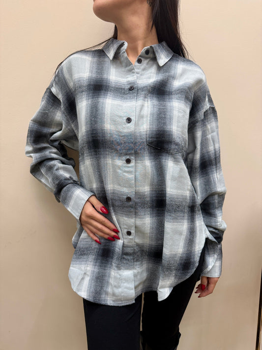 Camicia check over - GRIGIO