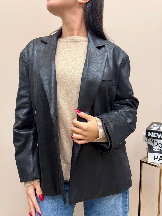 Giacca ecopelle - NERO