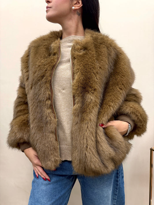 Bomber ecopelliccia - CAMMELLO