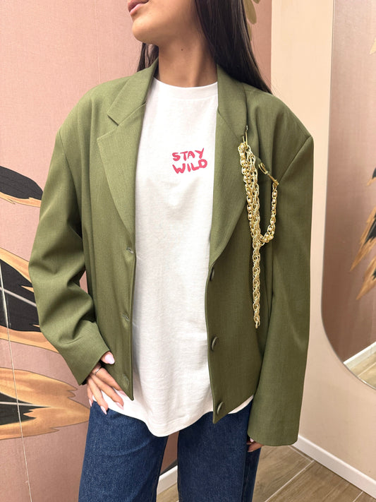 Giacca bomber con spilla - VERDE