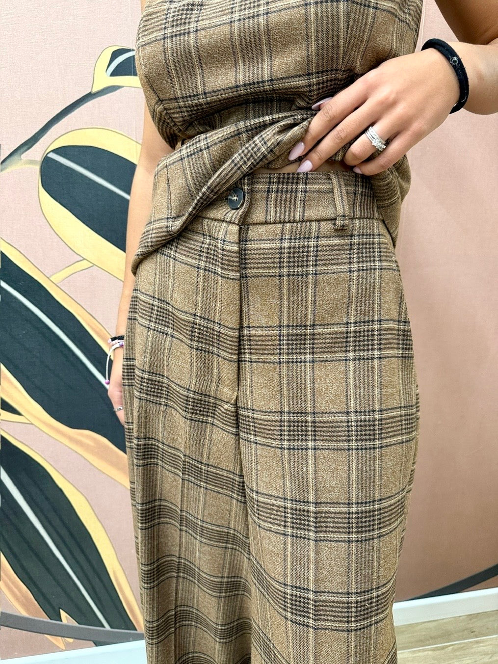 pantalone quadri - CAMMELLO