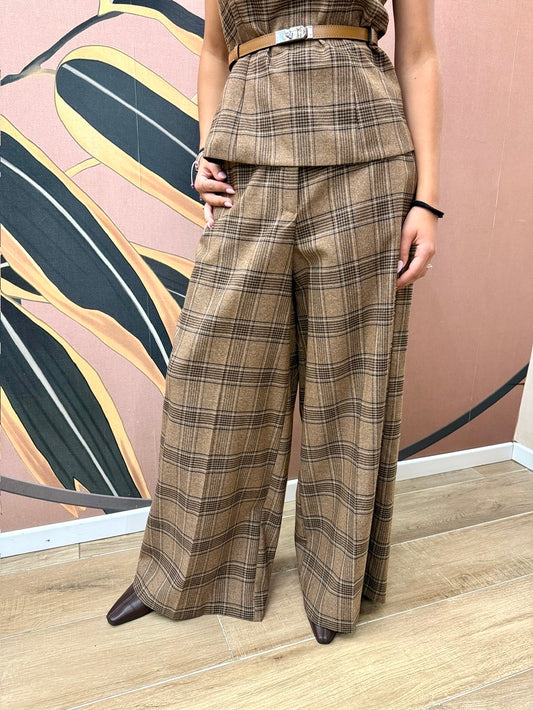 pantalone quadri - CAMMELLO