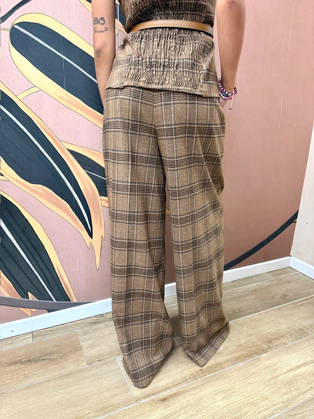 pantalone quadri - CAMMELLO