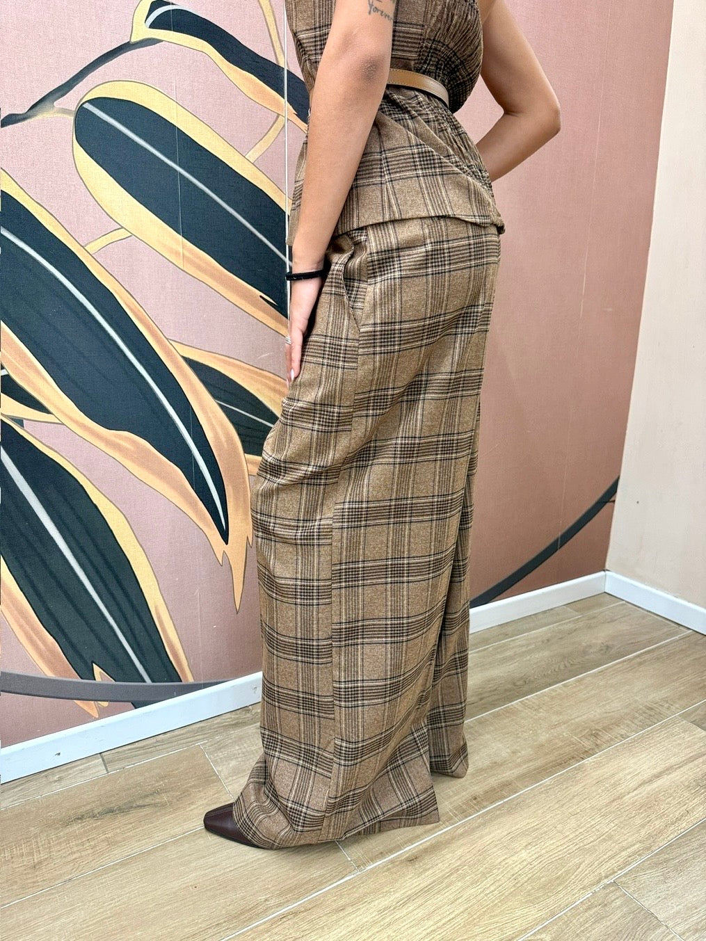 pantalone quadri - CAMMELLO