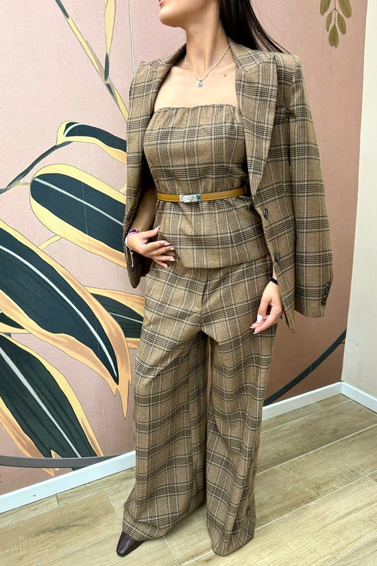 pantalone quadri - CAMMELLO