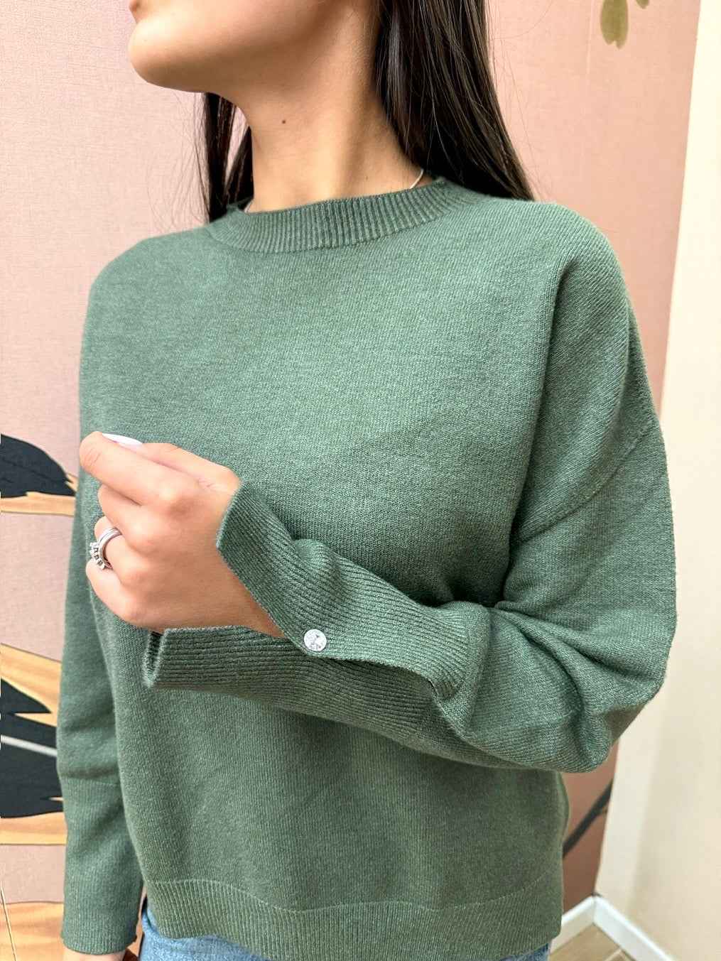 Pull girocollo in viscosa - MILITARE