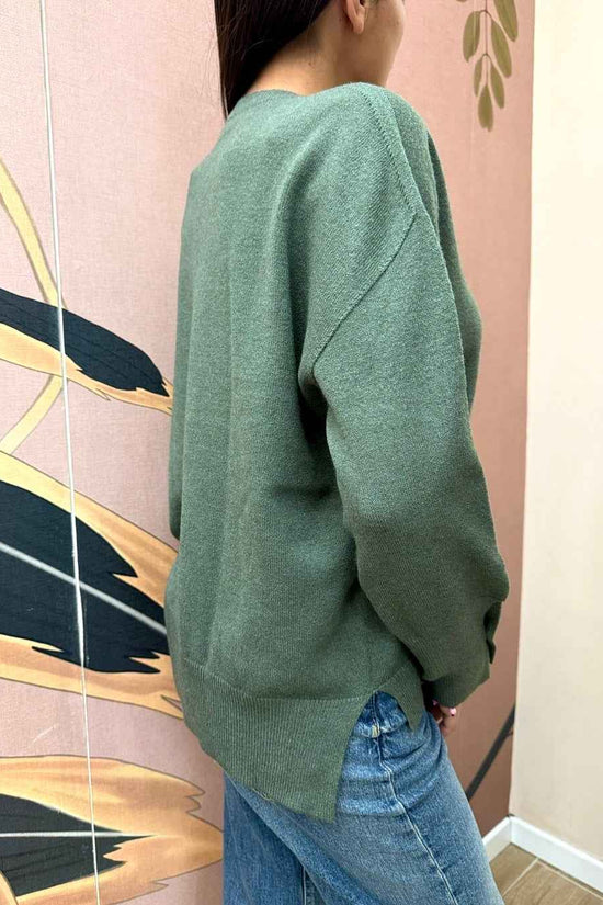 Pull girocollo in viscosa - MILITARE
