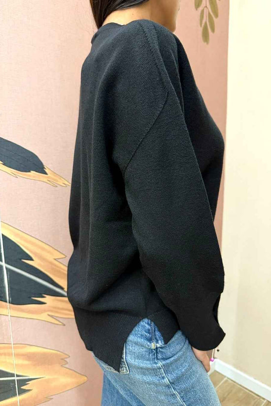 Pull girocollo in viscosa - NERO