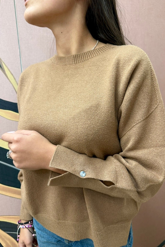 Pull girocollo in viscosa - CAMMELLO