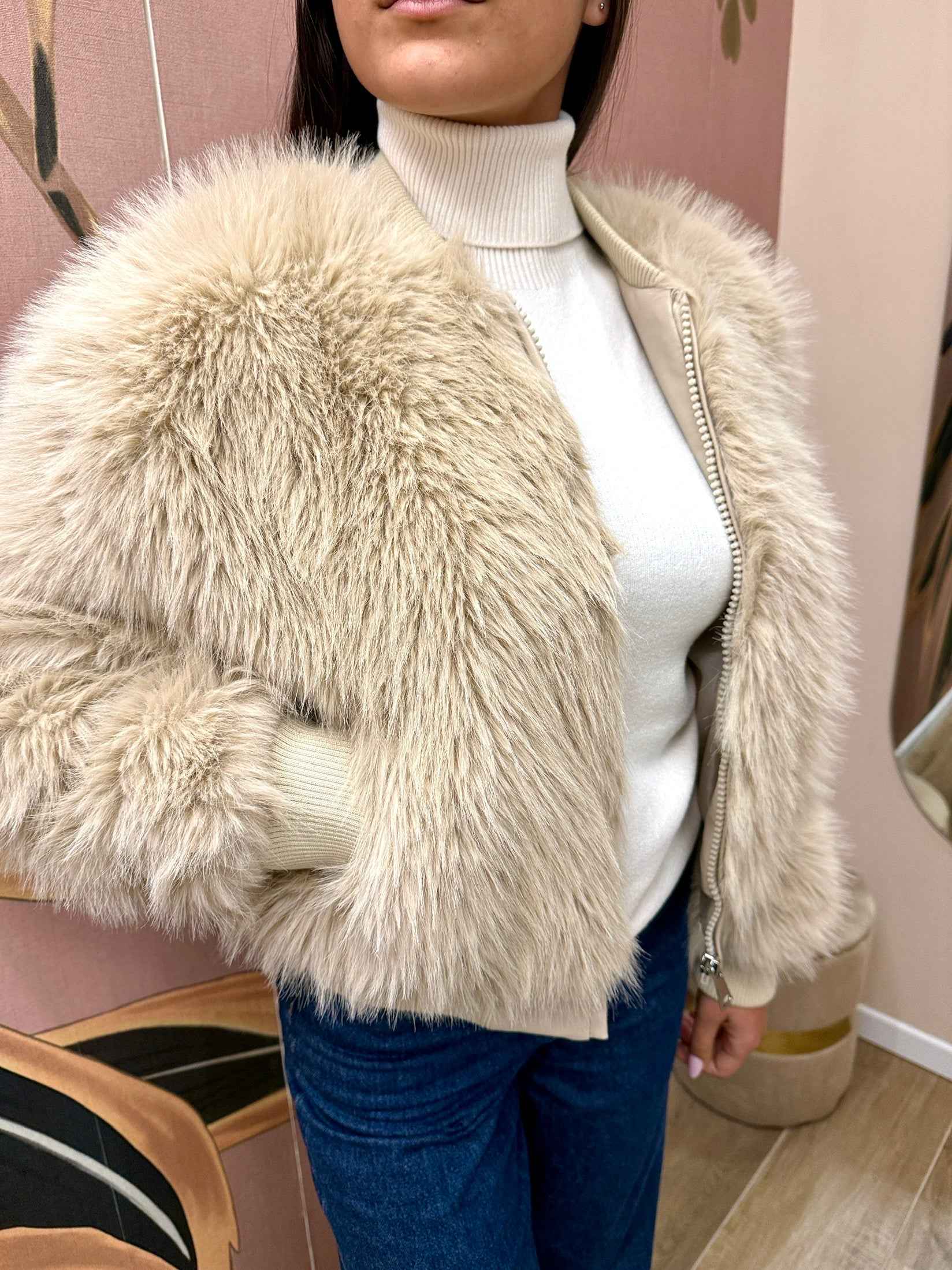 Bomber ecopelliccia - BEIGE