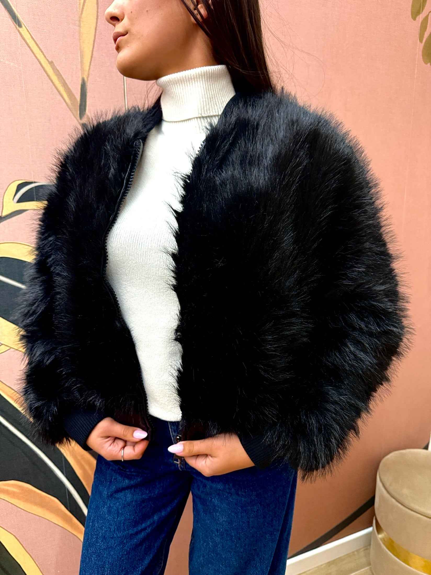 Bomber ecopelliccia - NERO