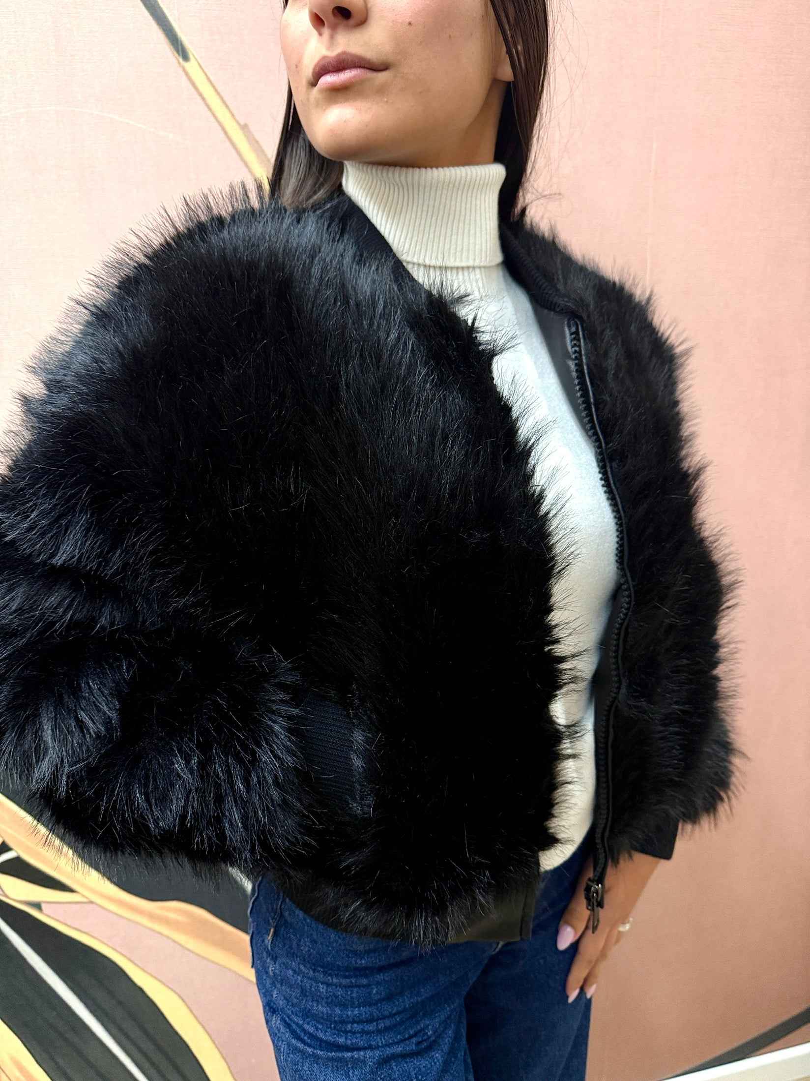 Bomber ecopelliccia - NERO