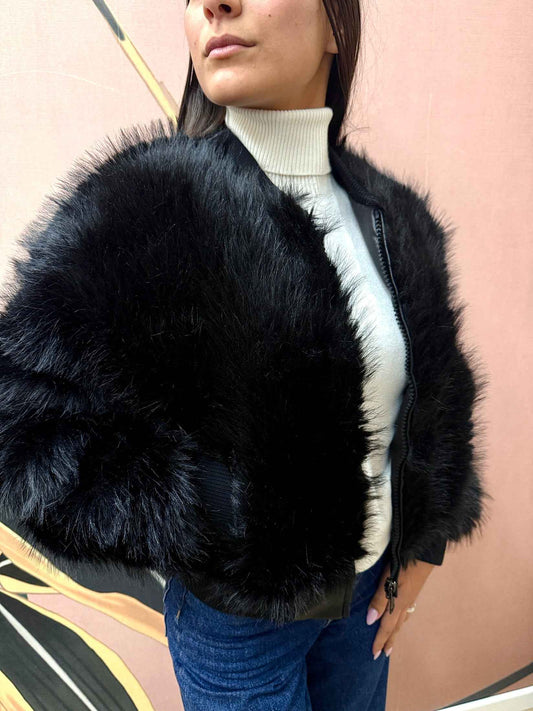 Bomber ecopelliccia - NERO