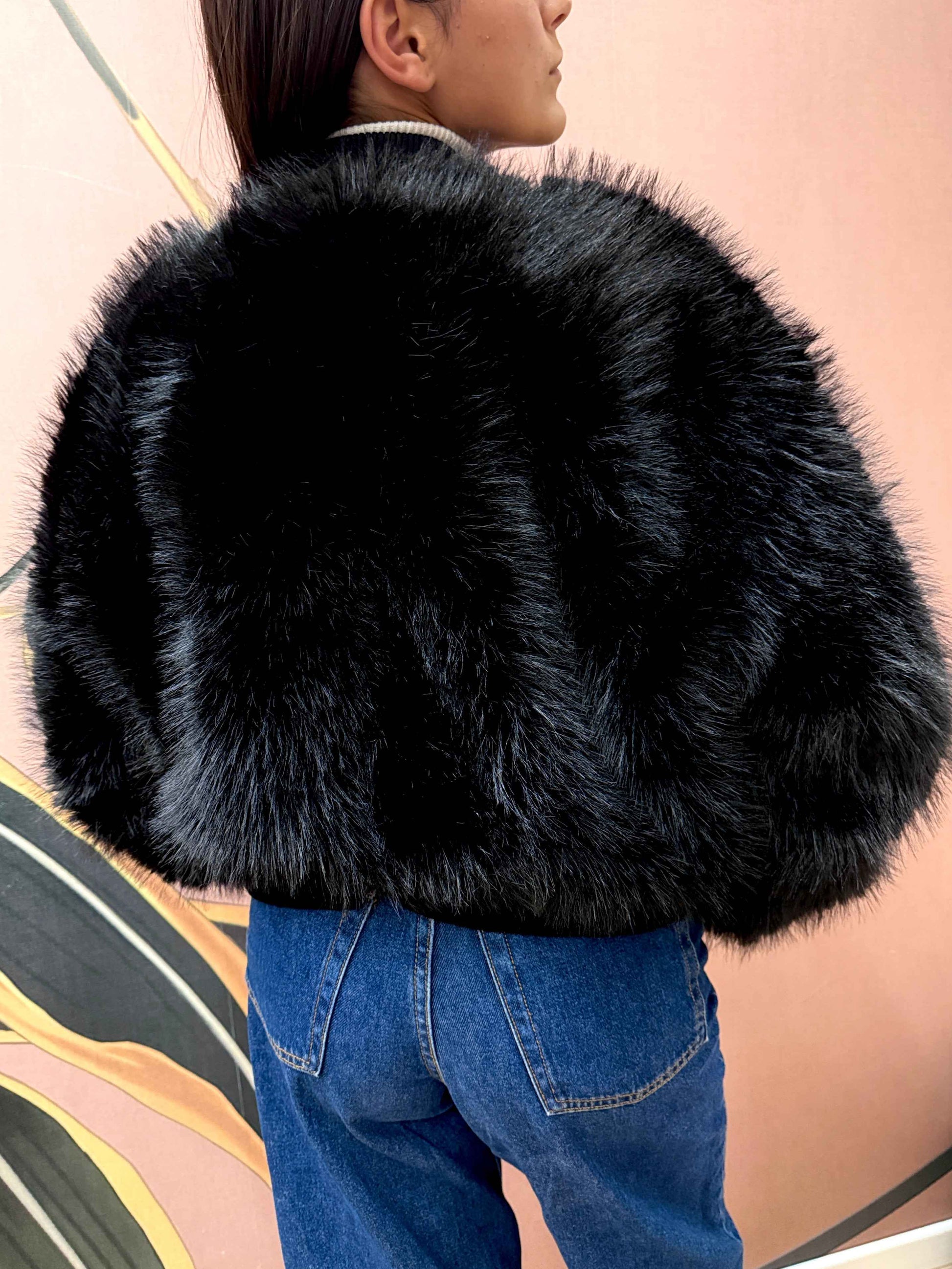 Bomber ecopelliccia - NERO