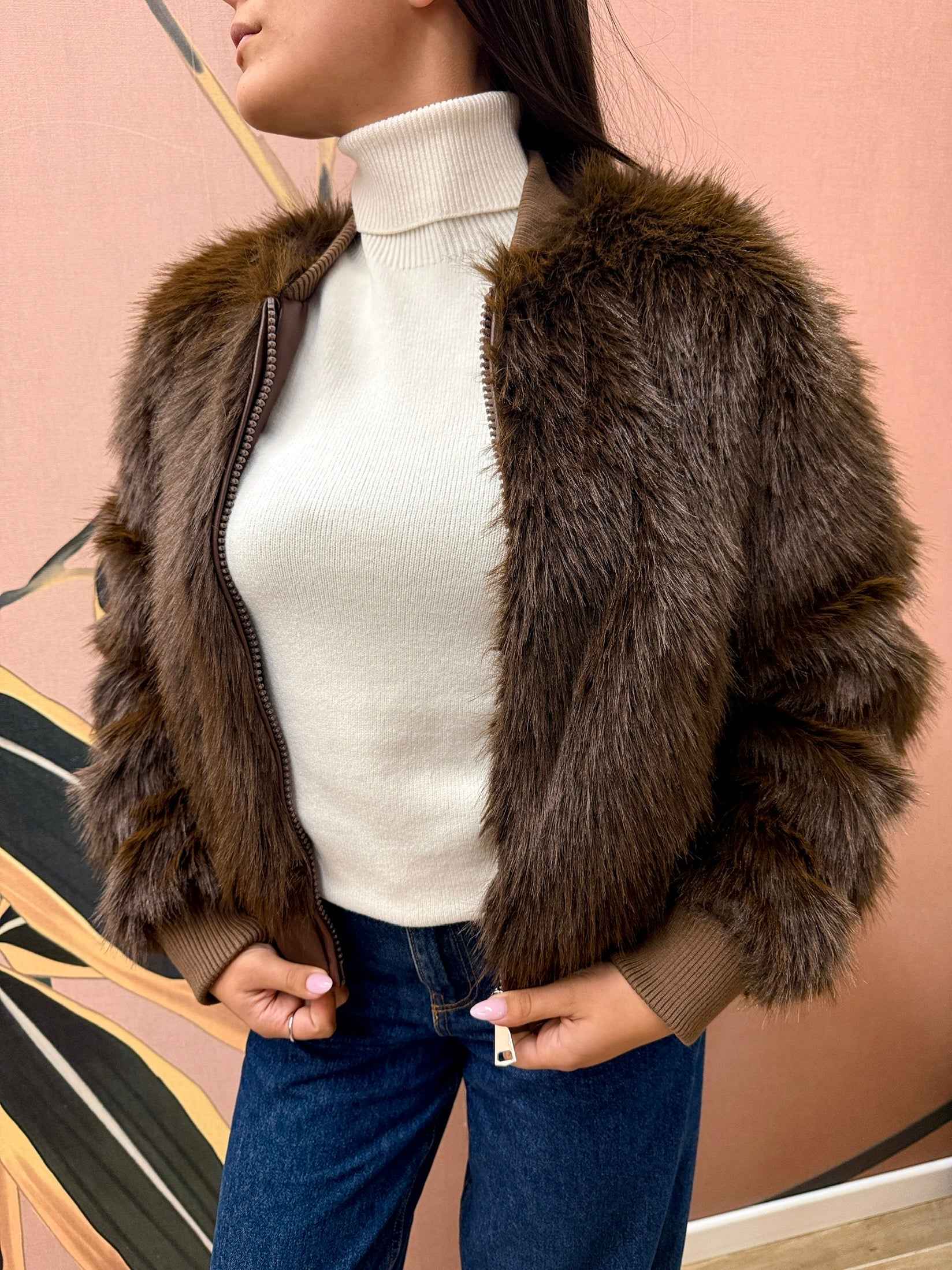 Bomber ecopelliccia - MORO