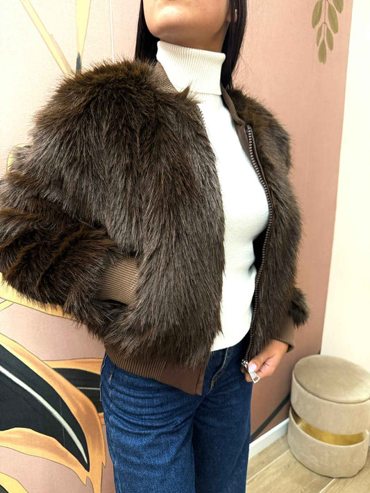 Bomber ecopelliccia - MORO