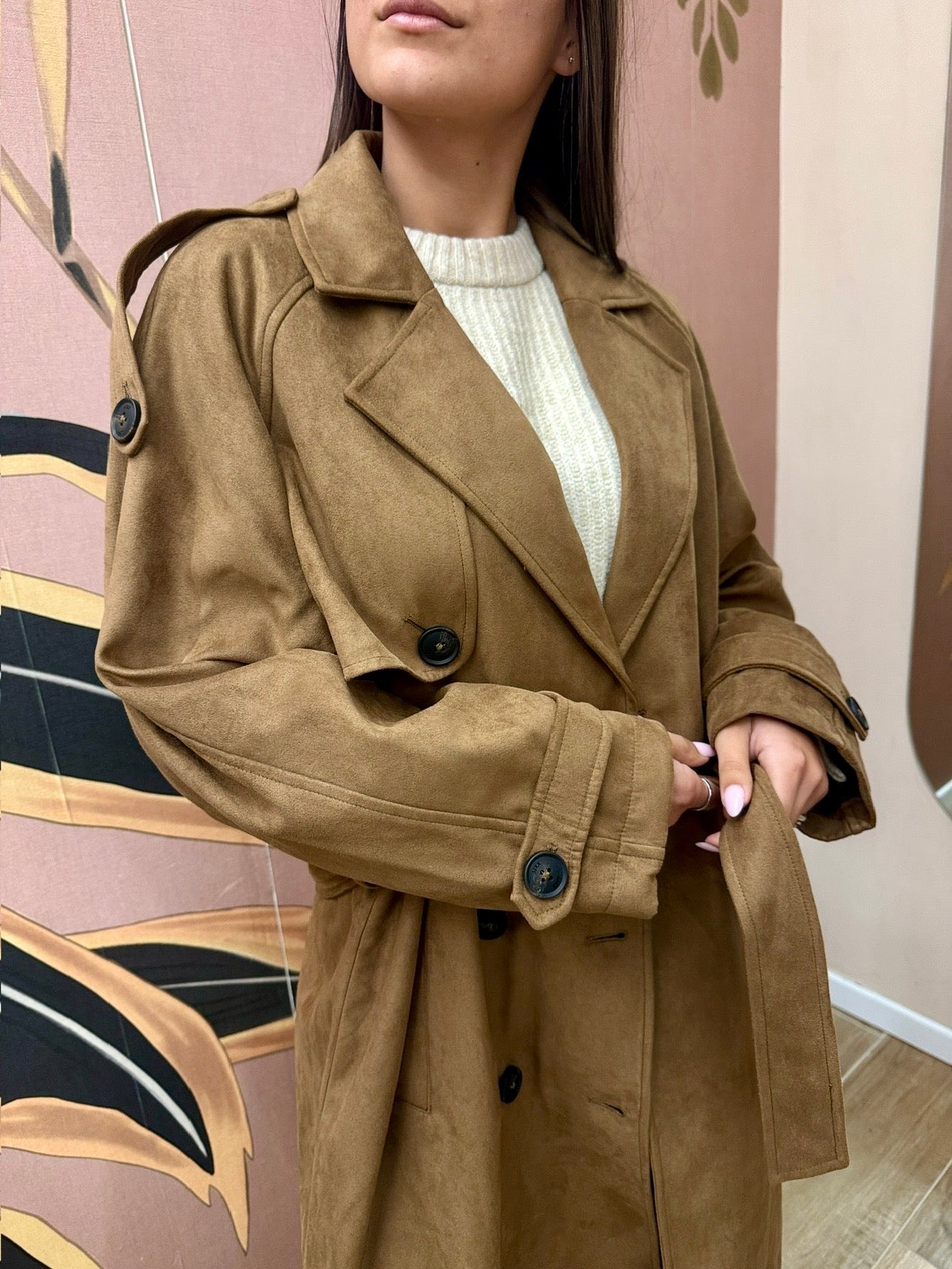 Trench lungo in ecodainetto - BISCOTTO