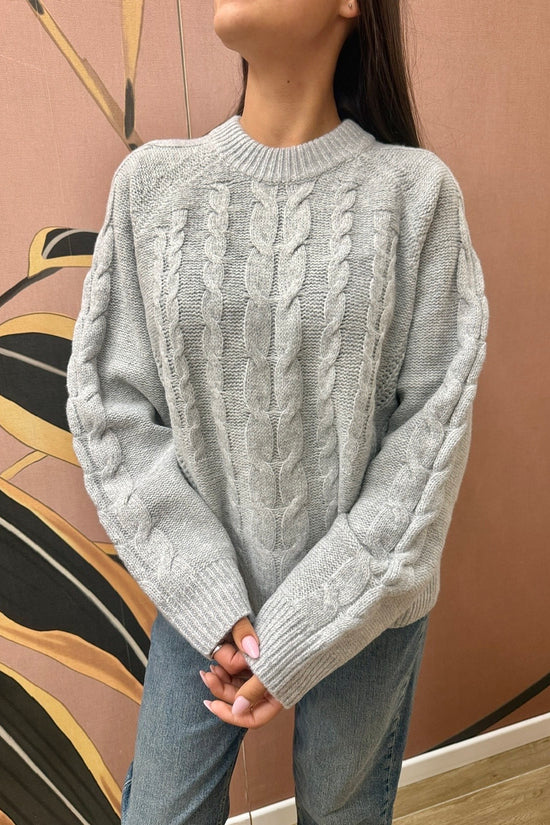 pull treccia girocollo - GRIGIO
