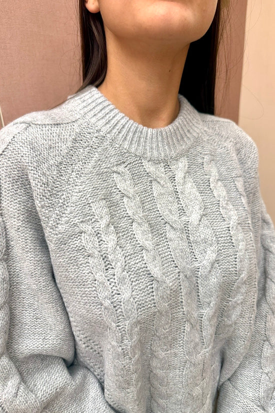 pull treccia girocollo - GRIGIO