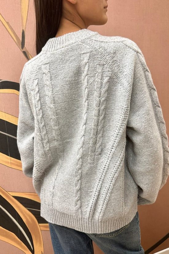 pull treccia girocollo - GRIGIO