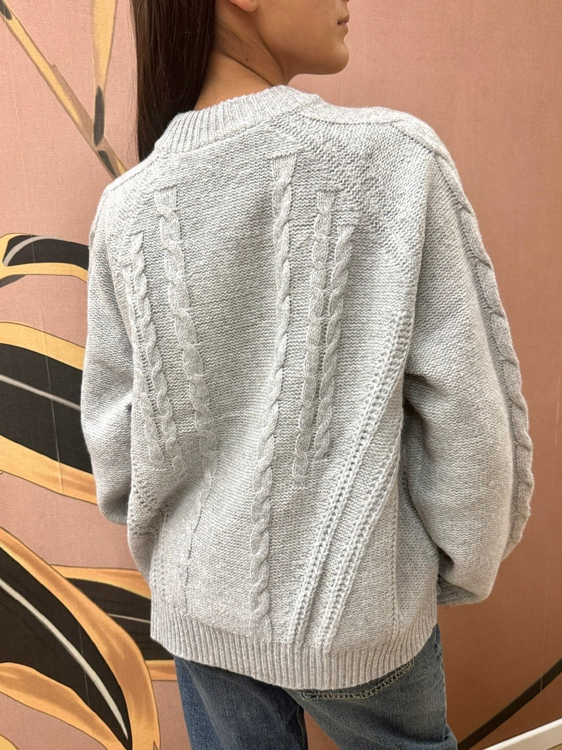 pull treccia girocollo - GRIGIO