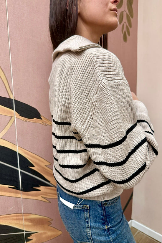 pull righe zip - BEIGE