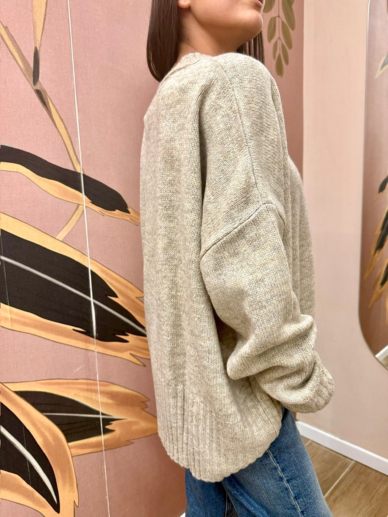 Maglia rasata - BEIGE