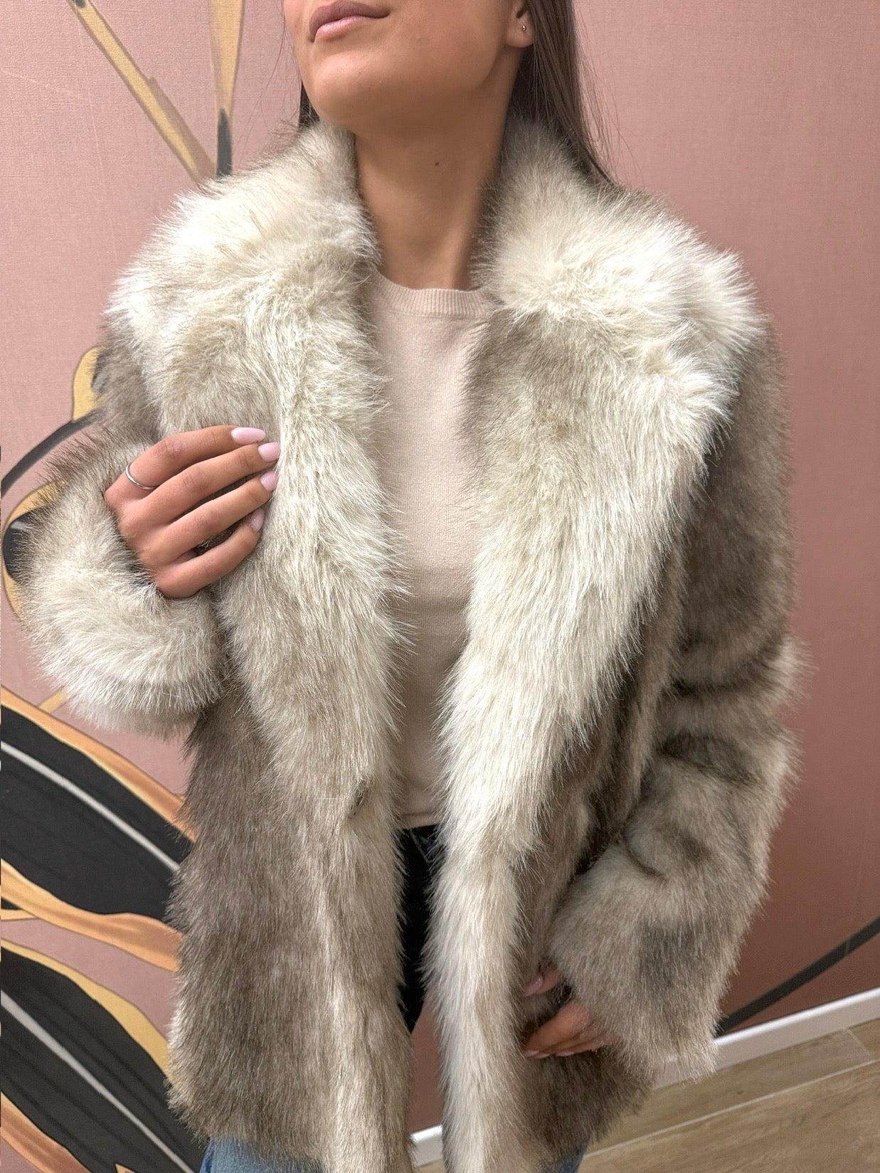 Pelliccia bicolor - BEIGE