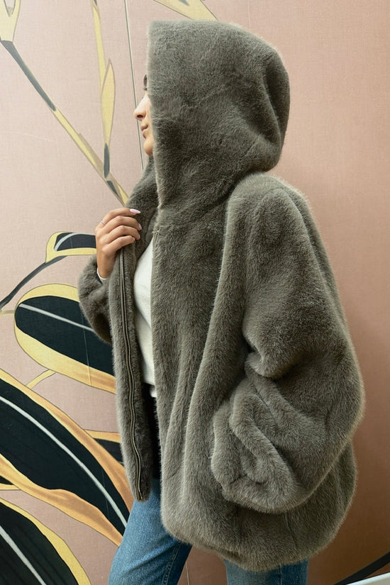 Pelliccia con cappuccio - TORTORA