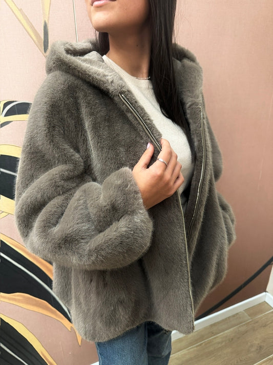 Pelliccia con cappuccio - TORTORA